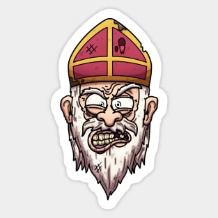 Creepy Cartoon Saint Nicholas Face Sticker